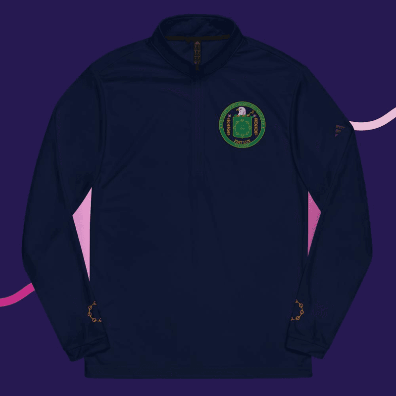 Quarter zip pullover, Navy, Crest