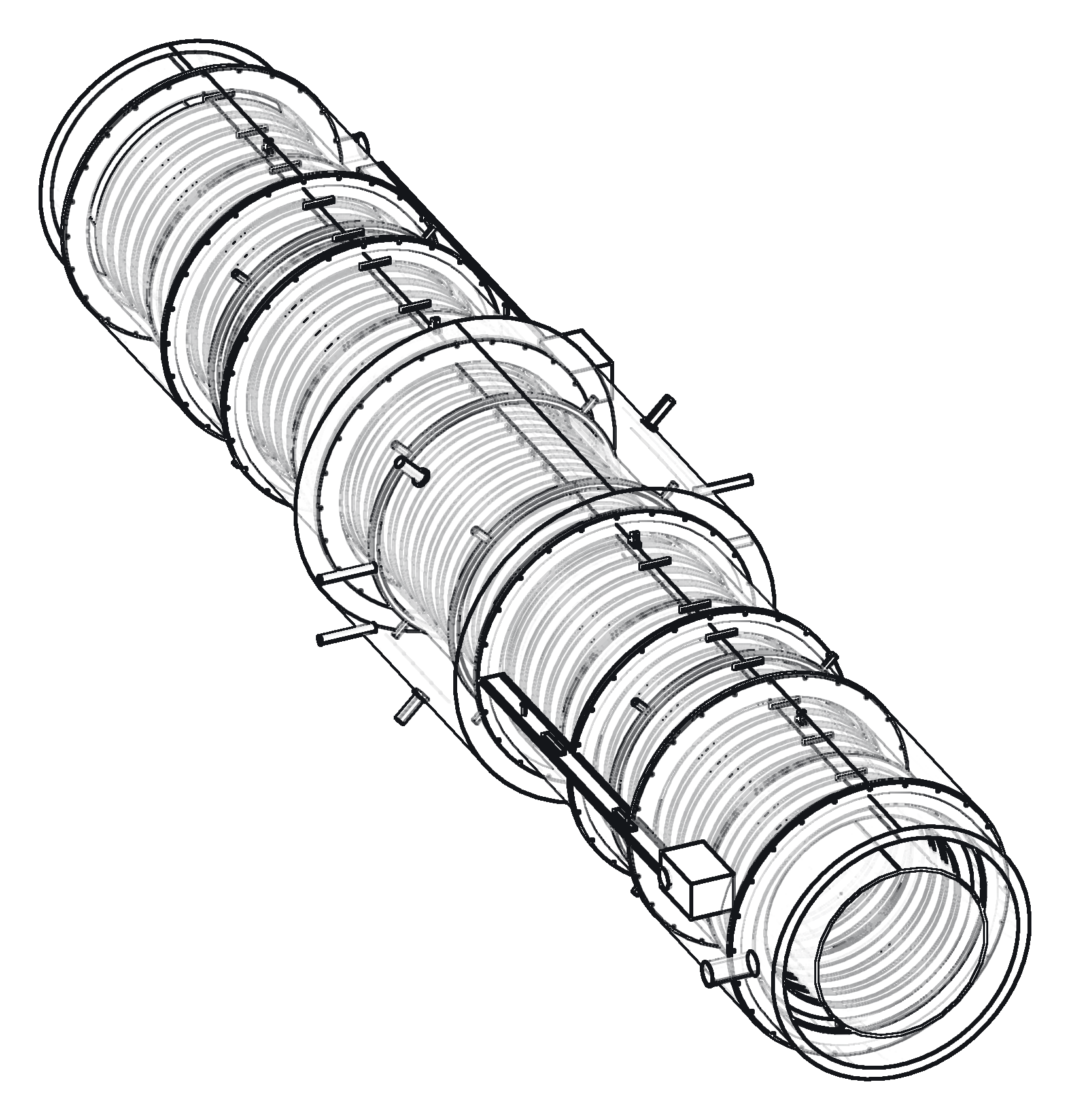 Line-art technical drawing of C100 Integrated assembly