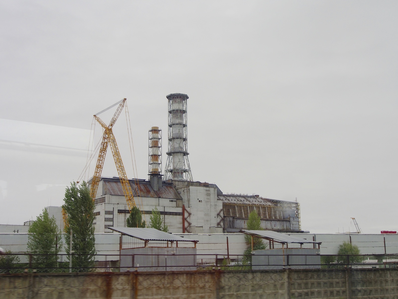 Reactor 4 of the Chernobyl Nuclear Power Plant with its sarcophagus, photographed in 2014.