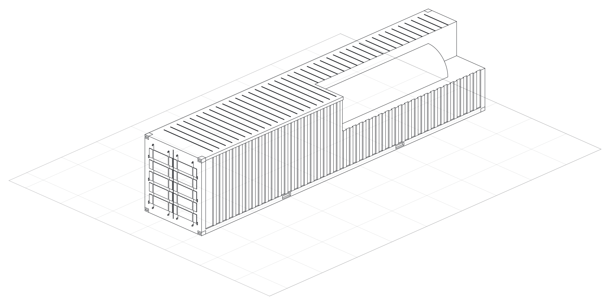 Cutaway showing reactor envelope inside the container